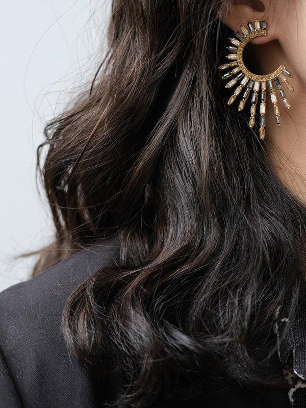 jinran 2024 New Original Contrast Color Zircon Earrings Accessories