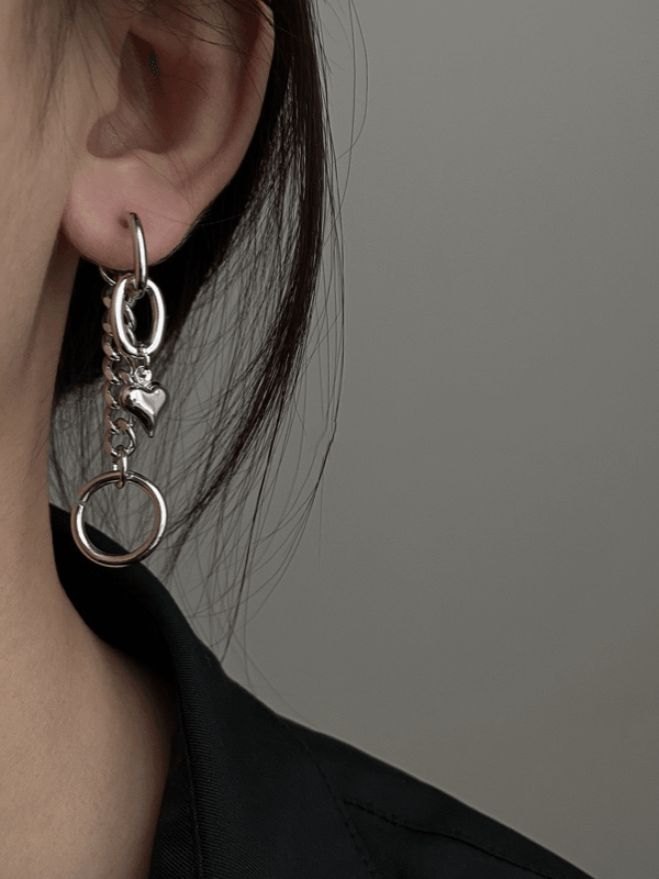 jinran 2024 New Stylish Hip-Hop Asymmetric Geometric Chains Earring