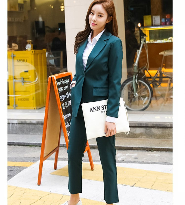 2025 Professional suit women's spring and autumn new small suit OL slim trousers annual meeting clothing emcee host two-piece suit
