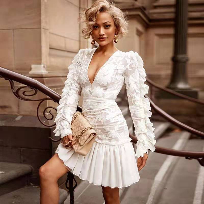 2025 Cross-border summer Popular trade 2025 women's clothing independent station embroidery dress sexy lace dress