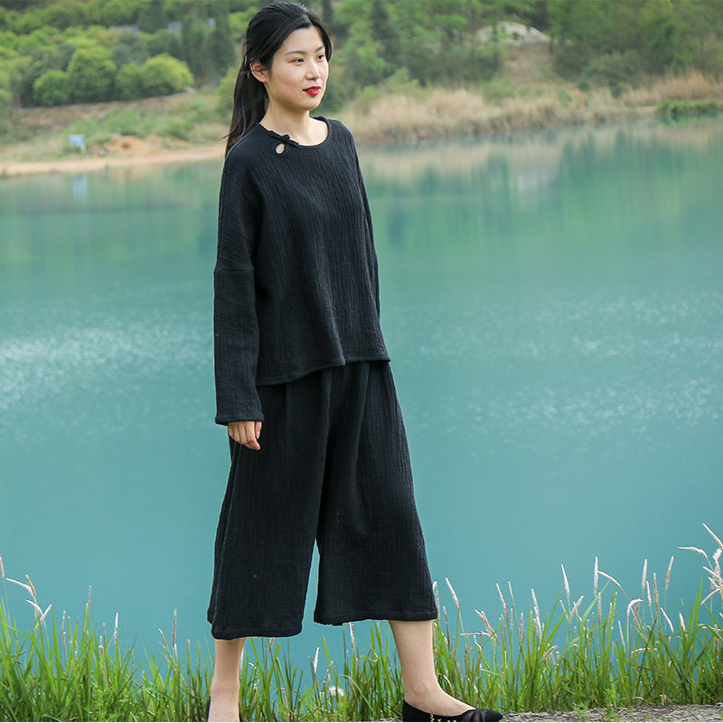 2025 Mountain Free, Women's Clothing, Simple Cotton Set, Tea Clothing Set, Chunxin Special Basic 70321