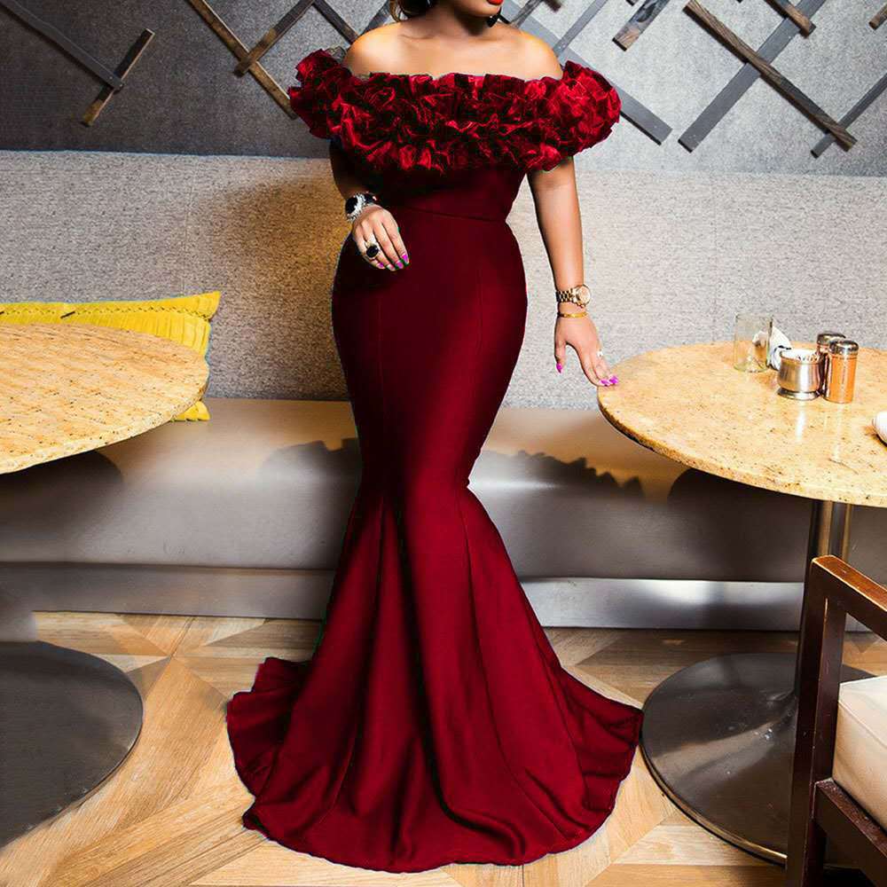 Bulk 2025 Spring New Elastic Knitted Belt Anti-2025 Women's Clothing Lotus Leaf Shoulder Small Trailing Long Dress Dress