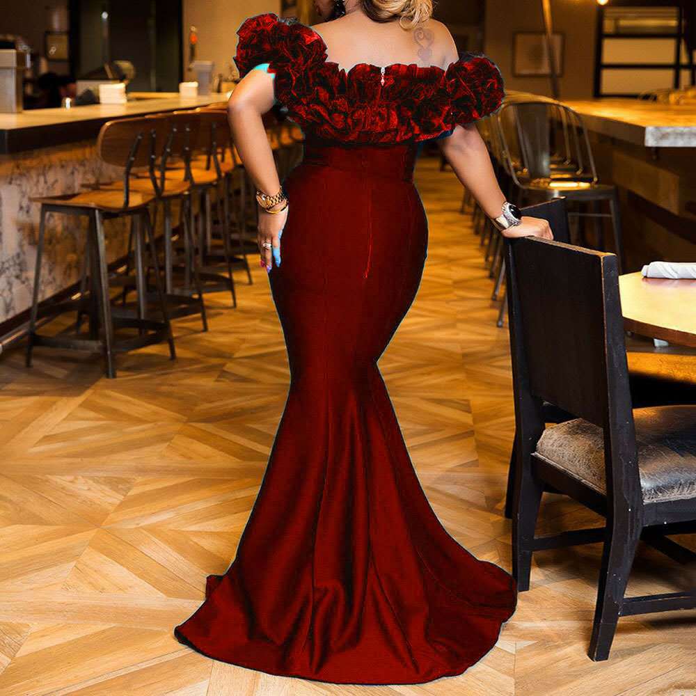 Bulk 2025 Spring New Elastic Knitted Belt Anti-2025 Women's Clothing Lotus Leaf Shoulder Small Trailing Long Dress Dress
