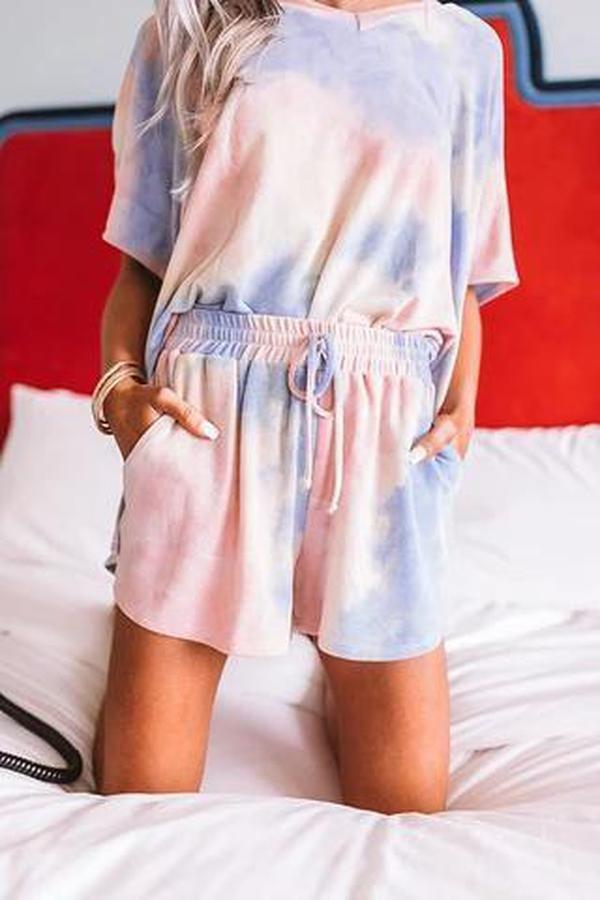 2025 spring and summer new loungewear casual two-piece loose summer short-sleeved trousers home suit