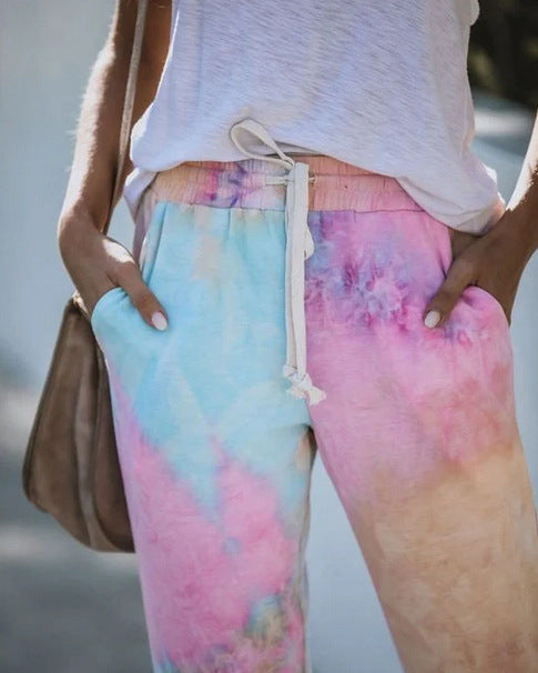 2025 spring and summer new home casual wear sports trousers summer printed trousers home leisure