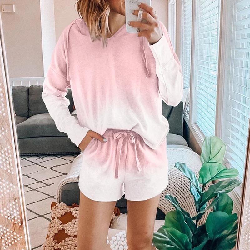 2025 spring and summer new loungewear casual two-piece set women's summer long-sleeved shorts home set