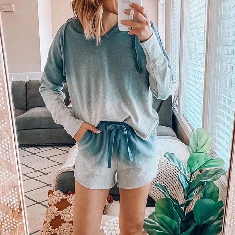 2025 spring and summer new loungewear casual two-piece set women's summer long-sleeved shorts home set