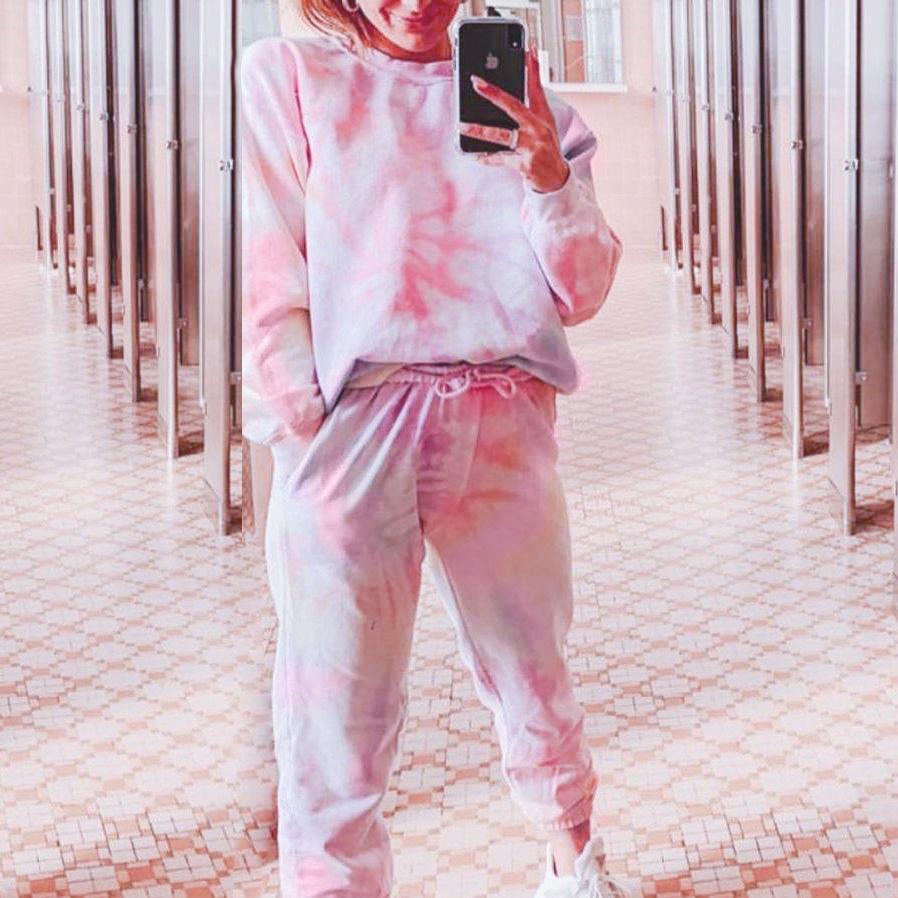 2025 spring and summer new women's clothing printed long-sleeved trousers two-piece home suit loungewear