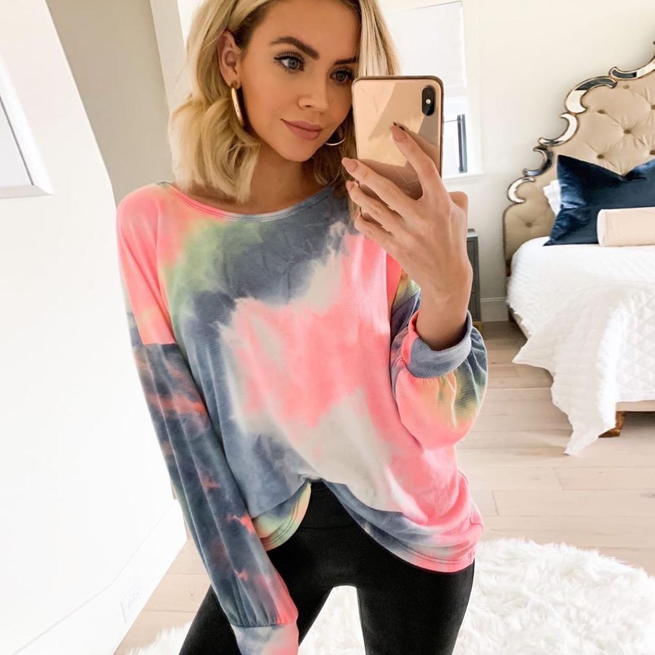 2025 spring and summer new loungewear casual sweater women's summer long-sleeved printed home top