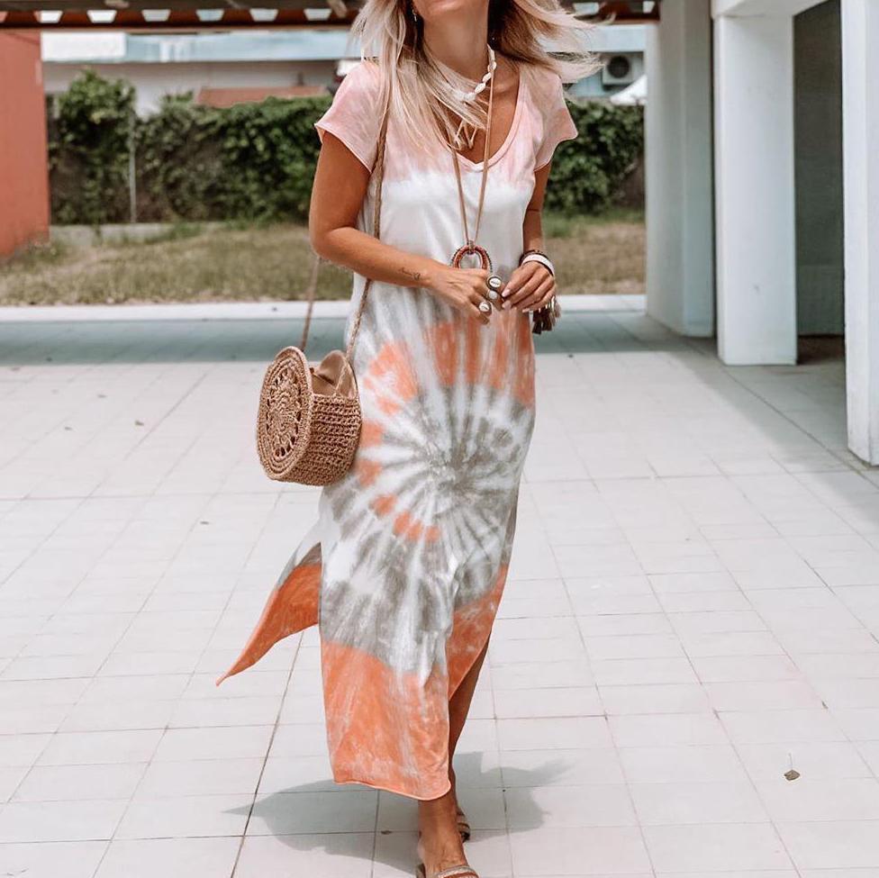 2025 spring and summer new New printed long dress dress, independent station loose multi-color long dress