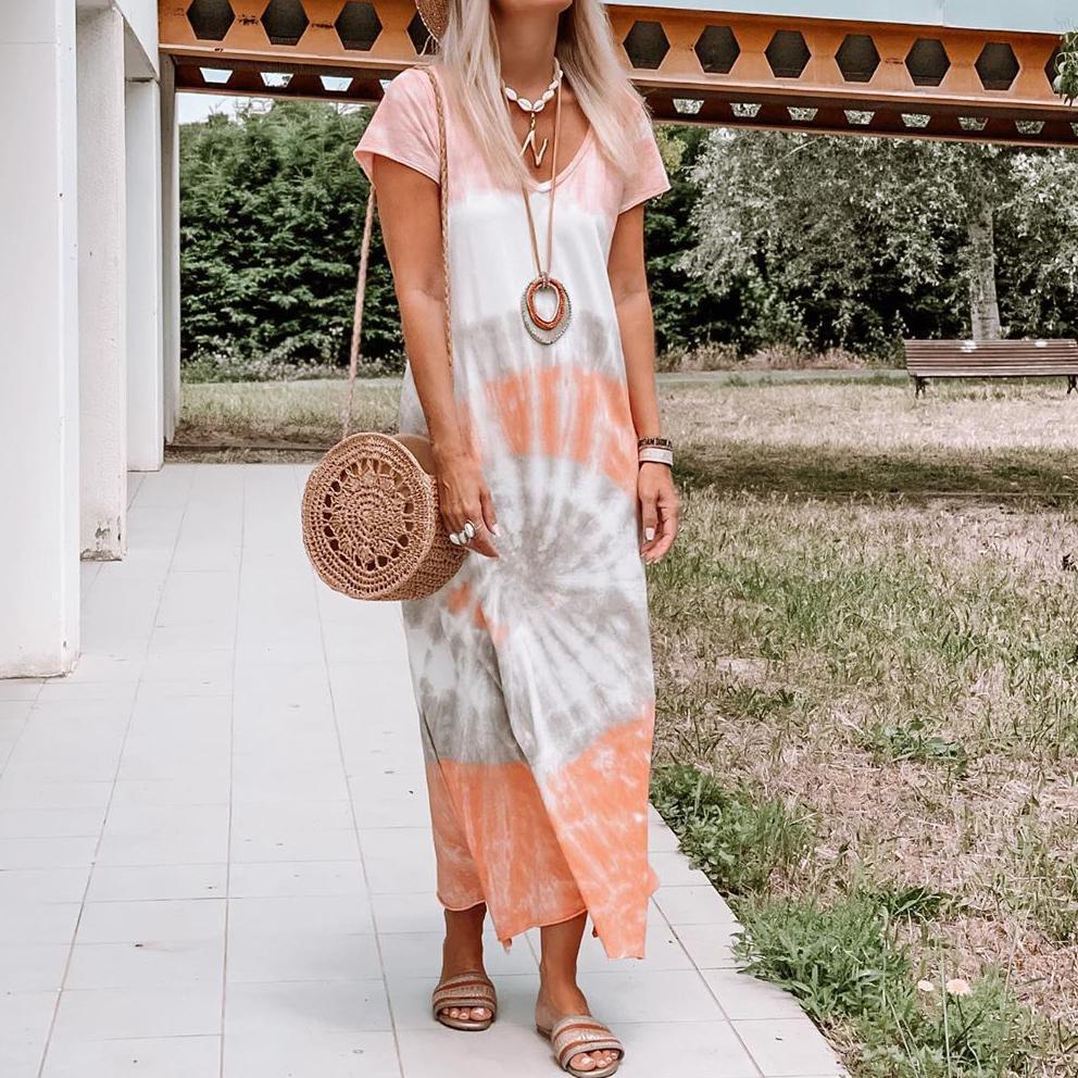 2025 spring and summer new New printed long dress dress, independent station loose multi-color long dress
