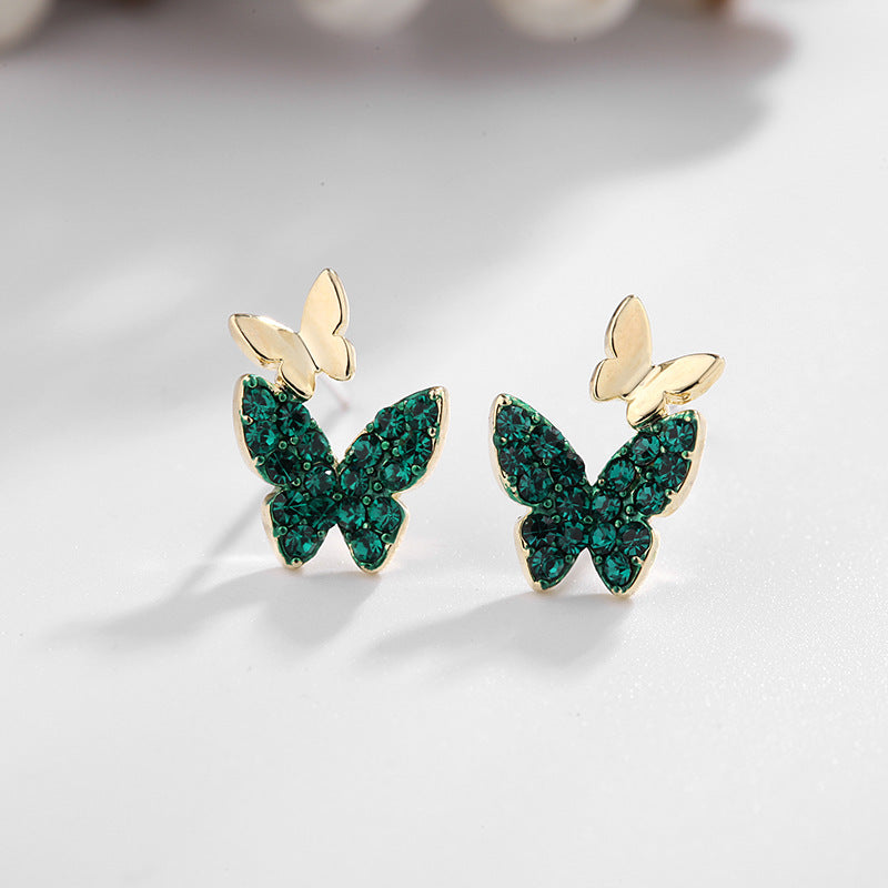 2025 Liyu Jewelry Small Simple Temperament Fashion Earrings Super Fairy S925 Silver Needle New Rhinestone Cute Butterfly Earrings