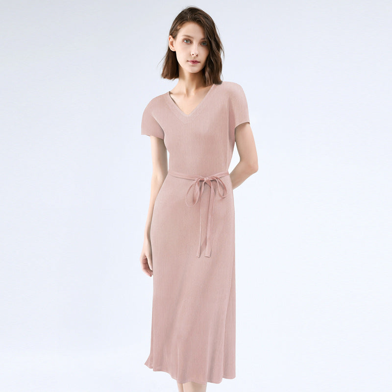 Gentle wind dress women's summer high sense 2025 summer dress new fashion women's temperament waist thin folds
