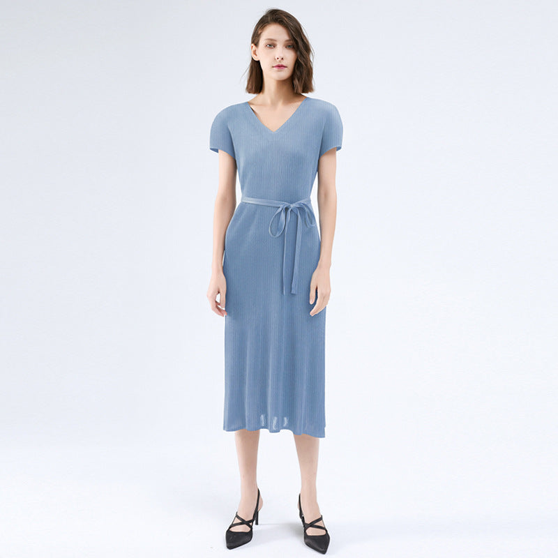Gentle wind dress women's summer high sense 2025 summer dress new fashion women's temperament waist thin folds