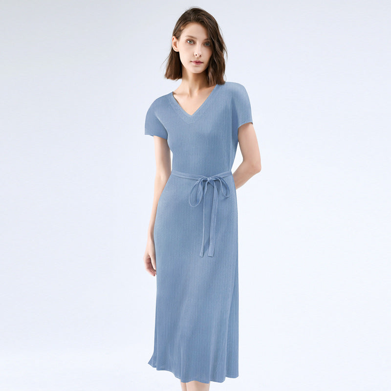 Gentle wind dress women's summer high sense 2025 summer dress new fashion women's temperament waist thin folds