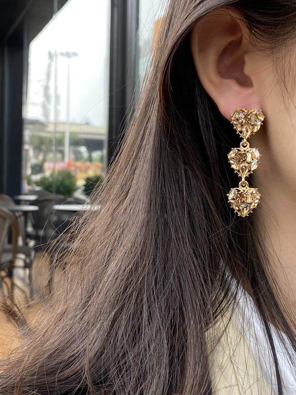 jinran 2024 New Stylish Statement Asymmetric Heart Shape Earrings Accessories