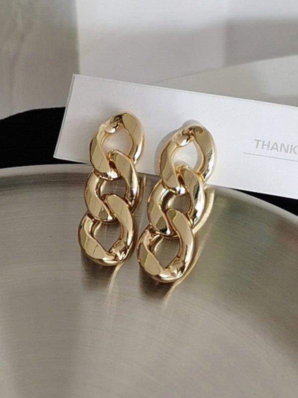 jinran 2024 New Original Gold&Silver Chain Simple Earrings