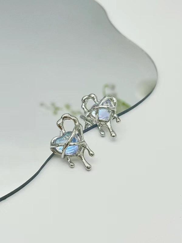 jinran 2024 New Lava Cutout Heart Stud Earrings