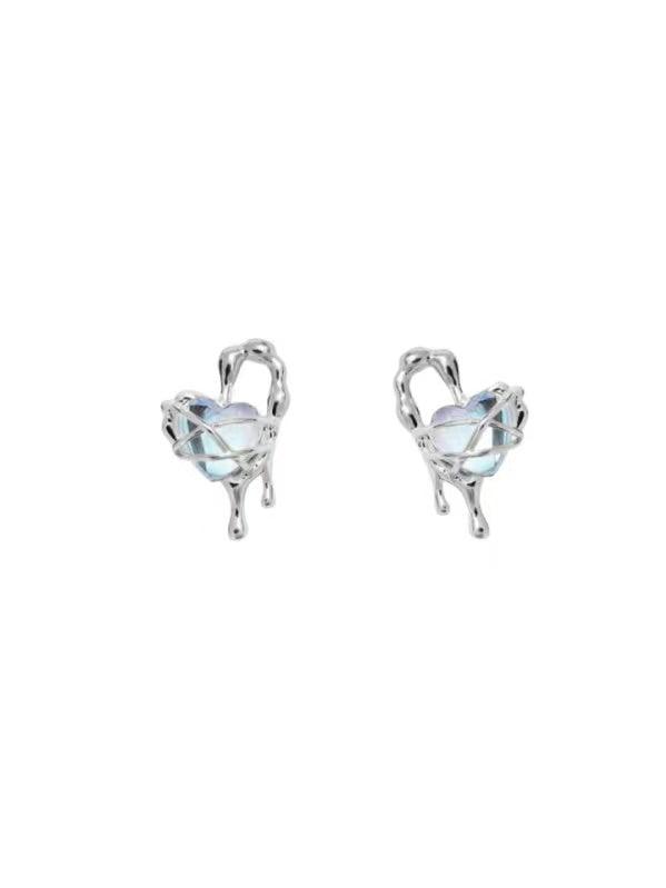 jinran 2024 New Lava Cutout Heart Stud Earrings