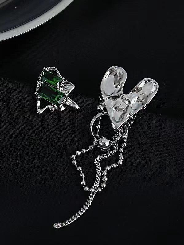 jinran 2024 New Irregular Lava Heart Chain Drop Earrings
