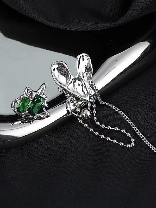 jinran 2024 New Irregular Lava Heart Chain Drop Earrings
