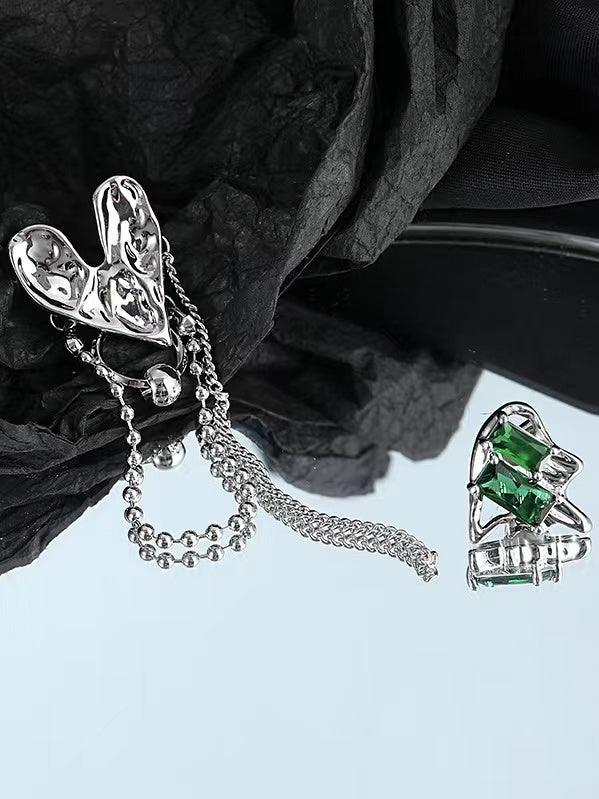 jinran 2024 New Irregular Lava Heart Chain Drop Earrings