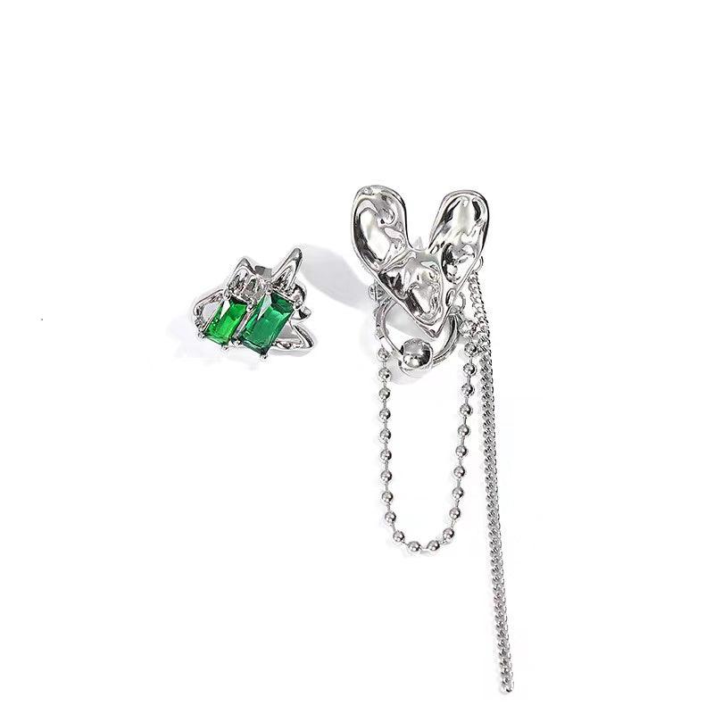 jinran 2024 New Irregular Lava Heart Chain Drop Earrings