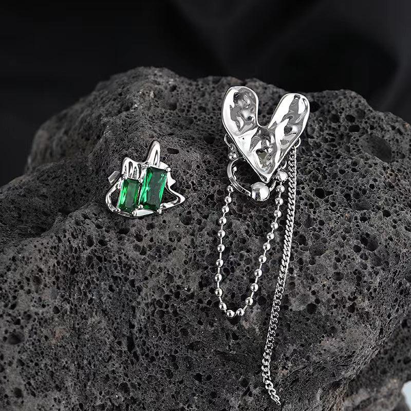 jinran 2024 New Irregular Lava Heart Chain Drop Earrings