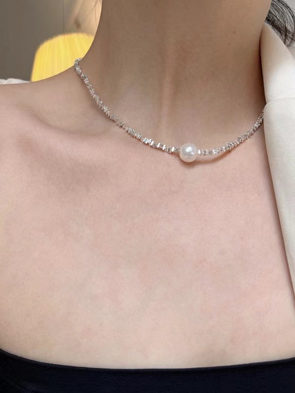 jinran 2024 New Mini Triangle Geometric Shard Silver Necklace