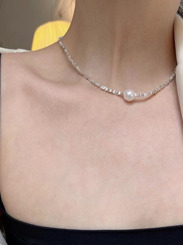 jinran 2024 New Mini Triangle Geometric Shard Silver Necklace