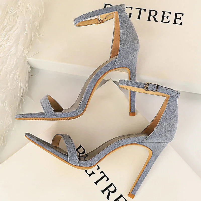 jinran Shoes Summer Women Sandals Suede Hollow High Heels Stiletto Fashion Sandles Women Heels Ladies Shoes Women's Sandals