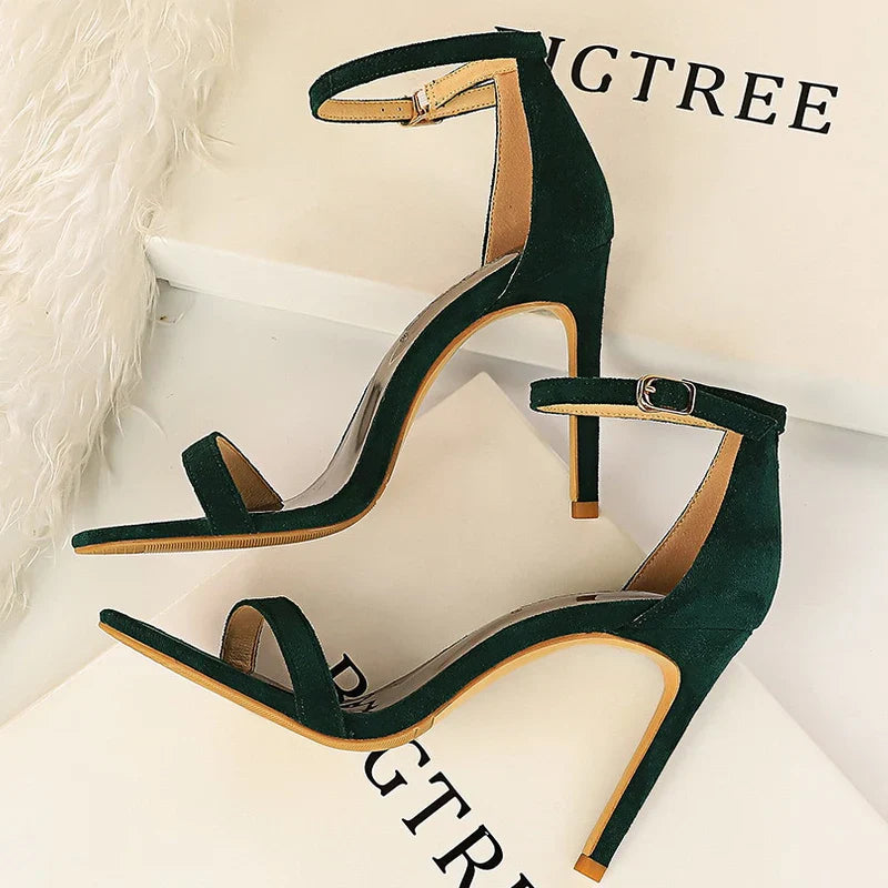 jinran Shoes Summer Women Sandals Suede Hollow High Heels Stiletto Fashion Sandles Women Heels Ladies Shoes Women's Sandals