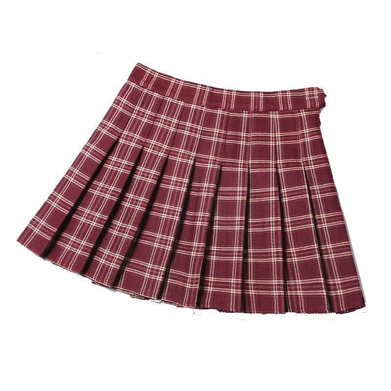 jinran Summer Women Pleated Skirts High Waist Female Mini Skirt Harajuku Preppy Style Ladies Plaid Skirts Sweet Girls Dance Mini Skirt