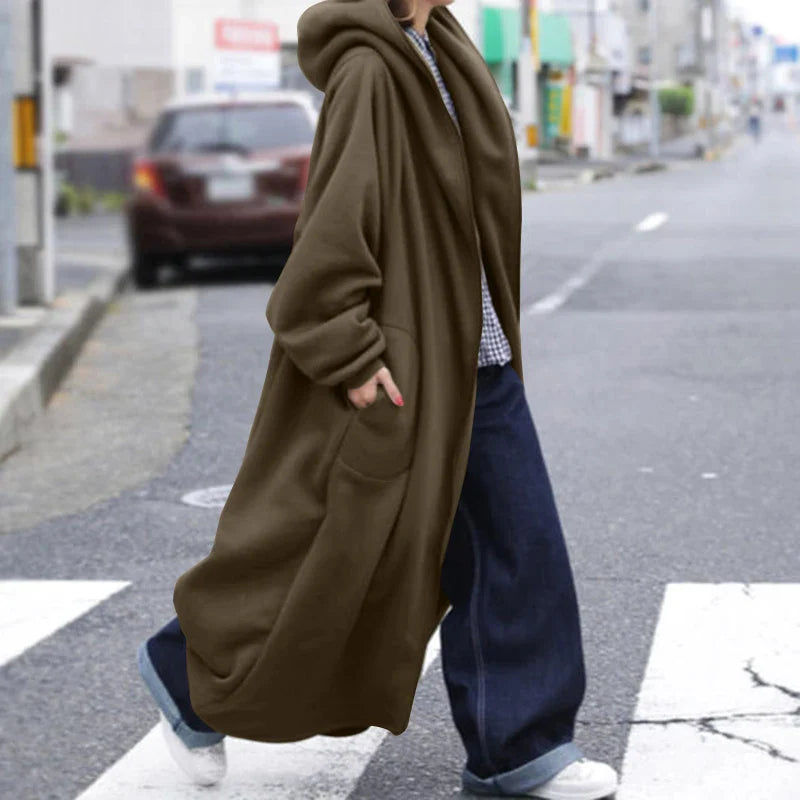 jinran 2024 Winter Fleece Outwear Autumn Hooded Long Coat Women Zipper Hoodies Long Sleeve Jackets Sweatshirt Robe Oversized
