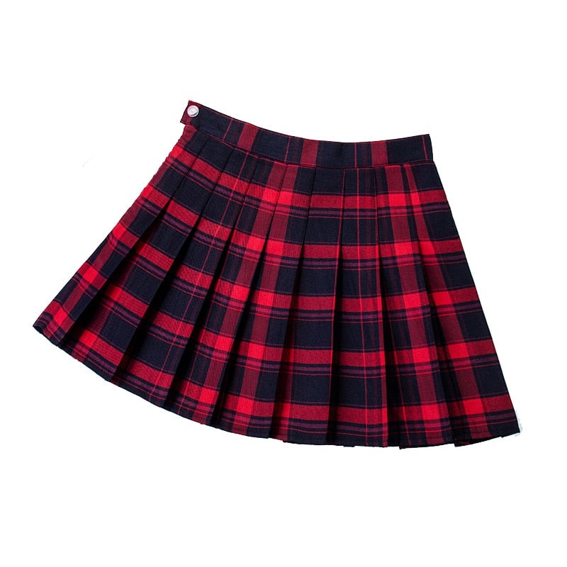 jinran Summer Women Pleated Skirts High Waist Female Mini Skirt Harajuku Preppy Style Ladies Plaid Skirts Sweet Girls Dance Mini Skirt