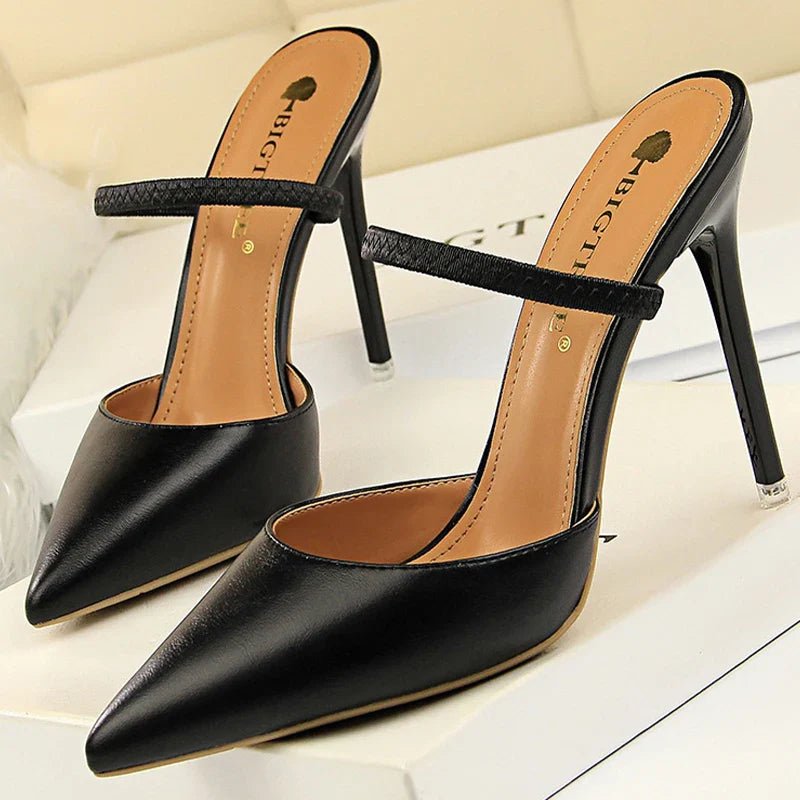 jinran Shoes Sandals Women 2024 Summer High Heels Slippers Pu Heeled Sandals Stiletto Ladies Shoes Fashion Female Shoes Pumps