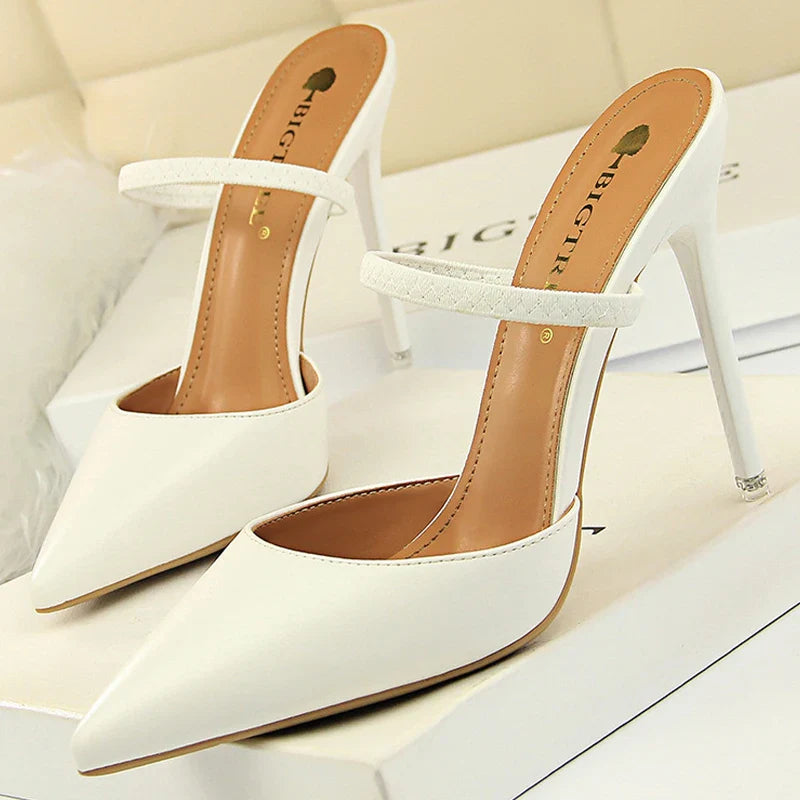 jinran Shoes Sandals Women 2024 Summer High Heels Slippers Pu Heeled Sandals Stiletto Ladies Shoes Fashion Female Shoes Pumps