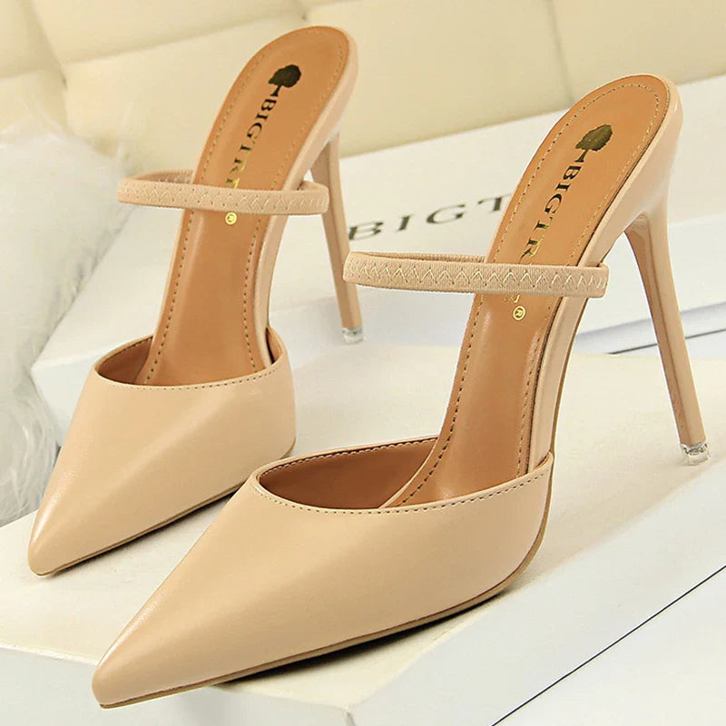 jinran Shoes Sandals Women 2024 Summer High Heels Slippers Pu Heeled Sandals Stiletto Ladies Shoes Fashion Female Shoes Pumps