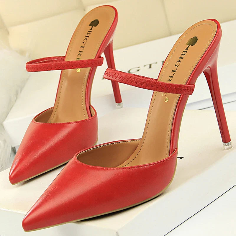 jinran Shoes Sandals Women 2024 Summer High Heels Slippers Pu Heeled Sandals Stiletto Ladies Shoes Fashion Female Shoes Pumps