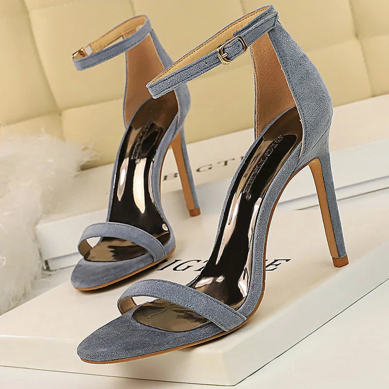 jinran Shoes Summer Women Sandals Suede Hollow High Heels Stiletto Fashion Sandles Women Heels Ladies Shoes Women's Sandals