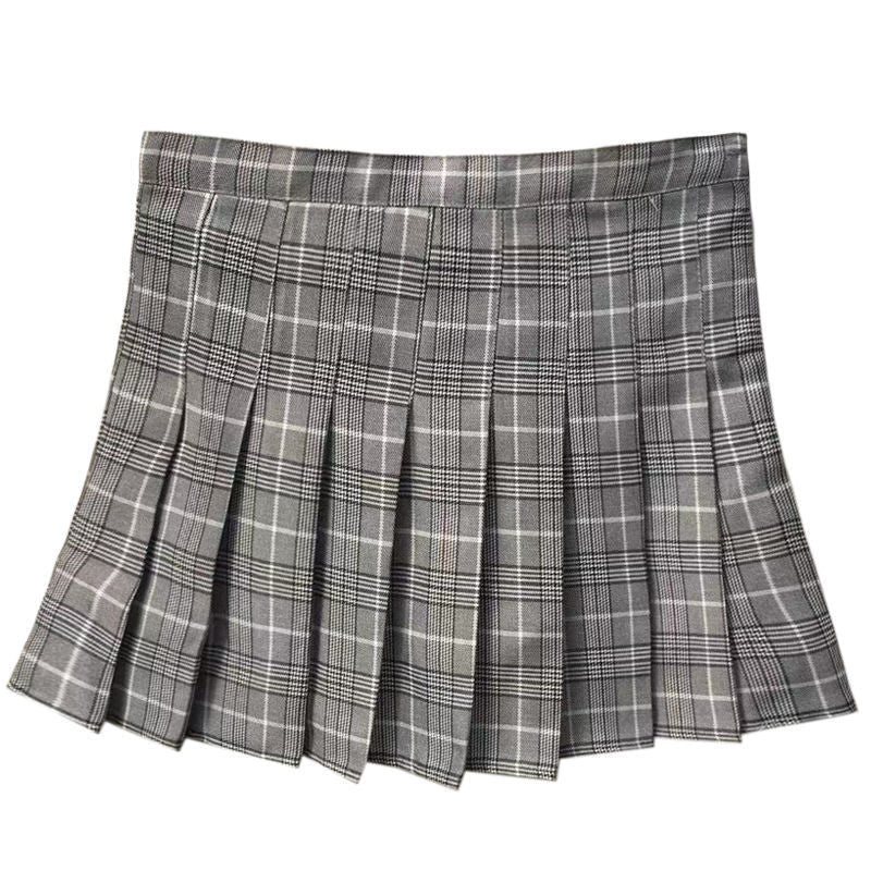jinran Summer Women Plaid Skirt High Waist Chic Female Pleated Skirts Fashion Harajuku Ladies Mini Skirts Casual Cute Woman Short Skirt