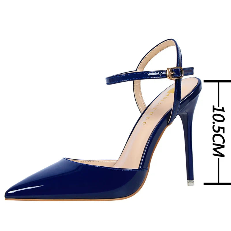 jinran Shoes Fashion Sandals Women 2024 Patent Leather High Heels Women Sandals Summer Heeled Sandals Pointed Toe Women Pumps
