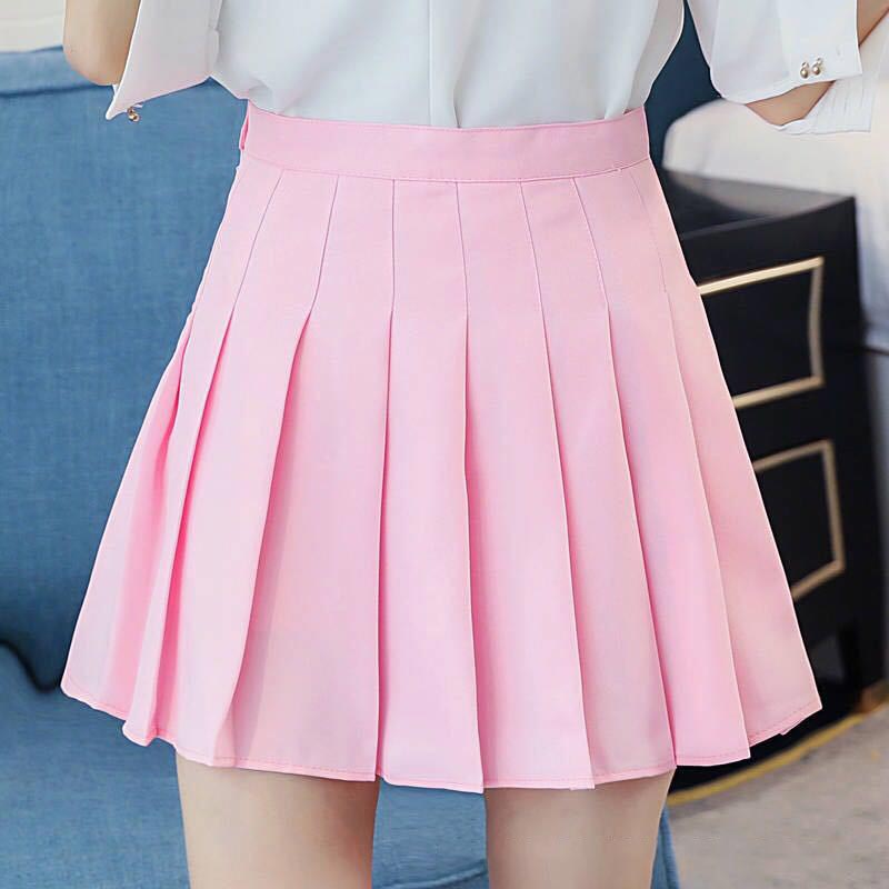 jinran Summer Women Plaid Skirt High Waist Chic Female Pleated Skirts Fashion Harajuku Ladies Mini Skirts Casual Cute Woman Short Skirt
