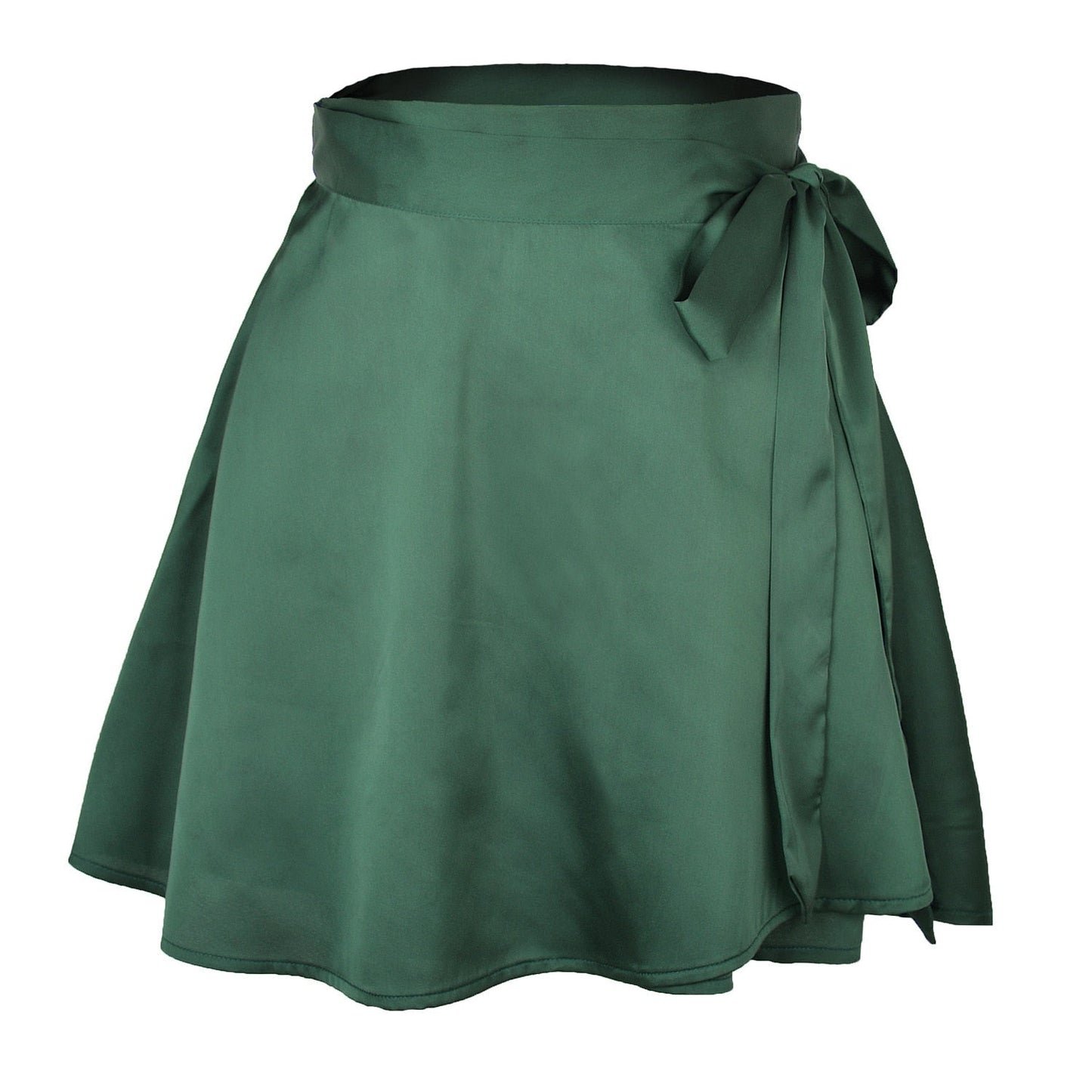 jinran Women Summer High Waist Lace-Up Loose Casual Chiffon Satin Mini Skirt Solid Color Bandage Fashion Club Elegant Skirts WDQ01