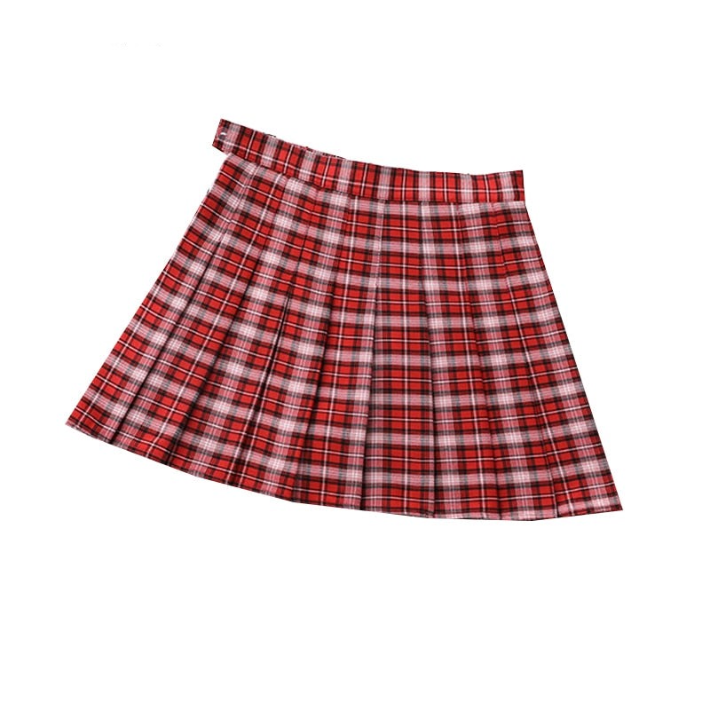 jinran Summer Women Pleated Skirts High Waist Female Mini Skirt Harajuku Preppy Style Ladies Plaid Skirts Sweet Girls Dance Mini Skirt