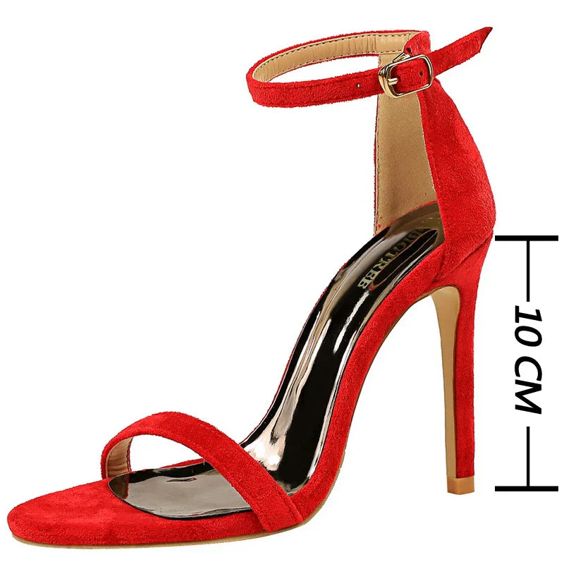 jinran Shoes Summer Women Sandals Suede Hollow High Heels Stiletto Fashion Sandles Women Heels Ladies Shoes Women's Sandals