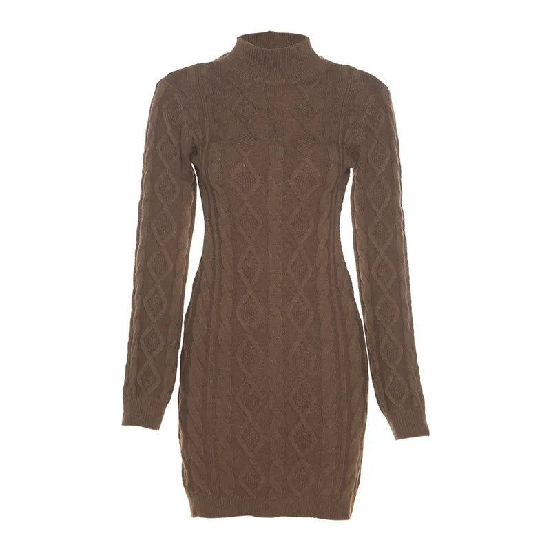 jinran Backless knitted Dress Long Sleeve Women Autumn Knitwear Mini Dress Sexy High Street Slim Bodycon Dresses 2024
