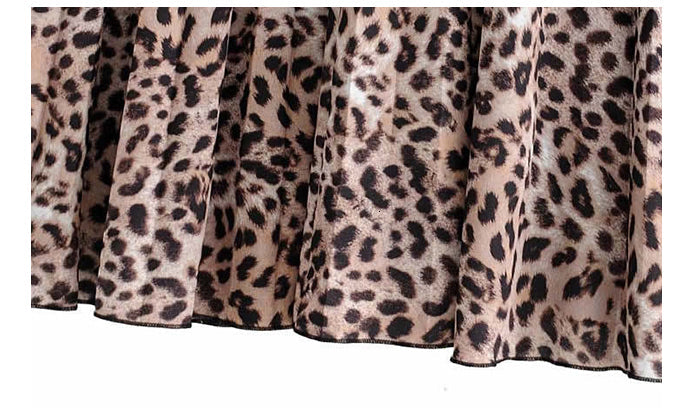 jinran Vintage Leopard Print Pleated Skirts Women Punk Rock Korean Skirt Streetwear Drawstring Elastic Waist Ladies Midi Skirt New