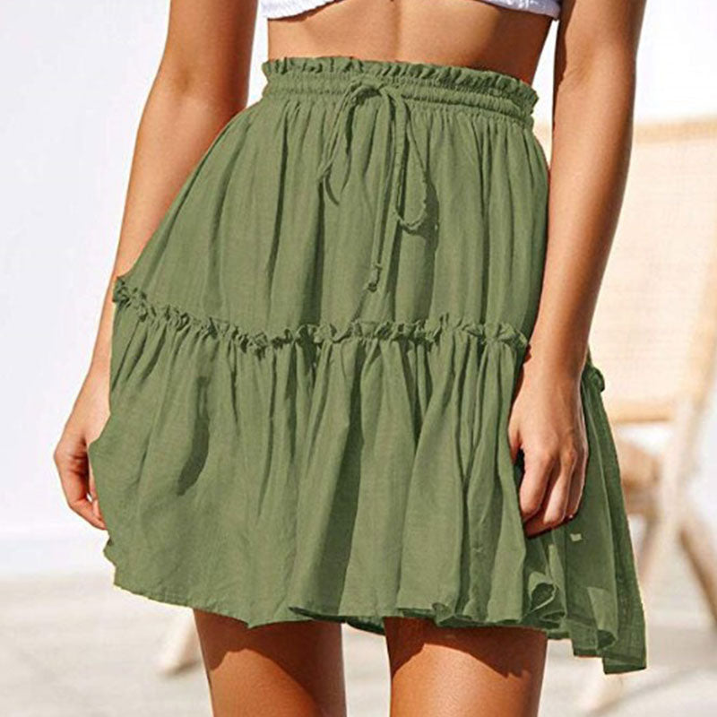 jinran Summer Short Skirts Women Vintage Ruffled Mini Skirt with Sashes Casual Boho Pleated A Line Holiday Beach Wear