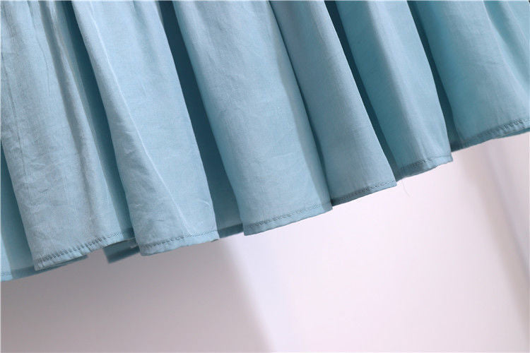 jinran Summer Stitching Cotton and Linen Skirt Elegant Elastic High Waist Ruffles Pleated All-match A Line Skirt Casual Beach Holiday